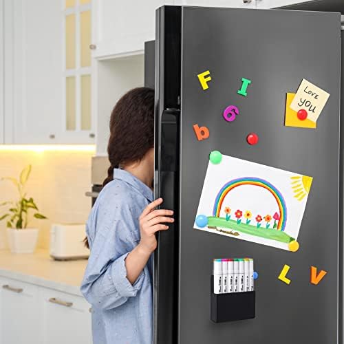 Mabrasse 2p Magnetic Dry Erase Marker Holder,Pen and Eraser Holder for Whiteboard, Magnet Pencil Cup Utility Storage Organizer for Office, Refrigerator, Locker and Metal Cabinets (Black)
