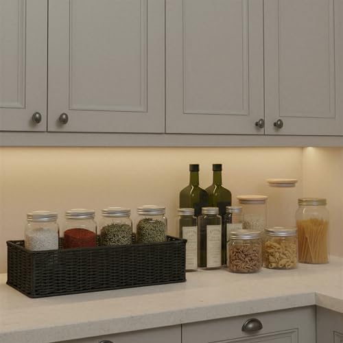 Household Essentials Handwoven Paper Rope Rectangular Storage Basket, Black