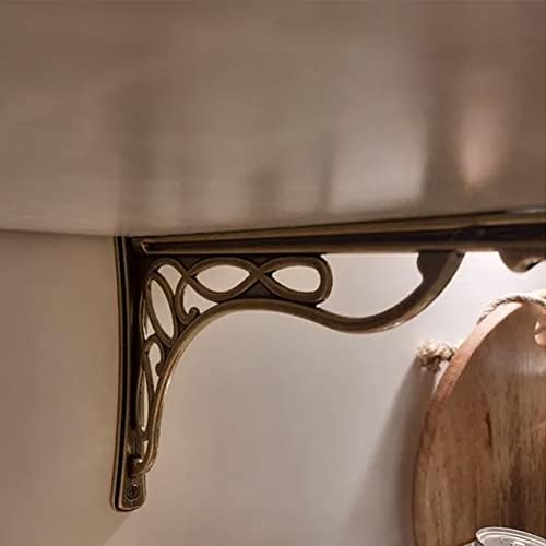 2 PCS 10 Inch Bracket Shelf Brackets Cast Iron Metal Corbels Ancient European Style Antique Brass