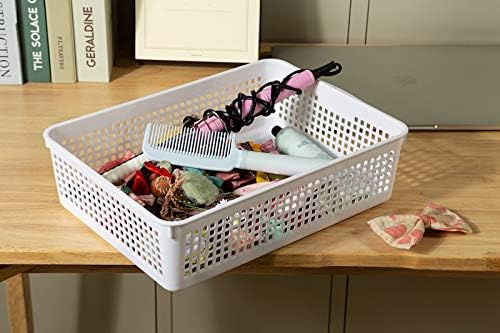 Aebeky A4 Size Plastic Paper Storage Trays,Desktop File Organizer Baskets,6-Packs (White)