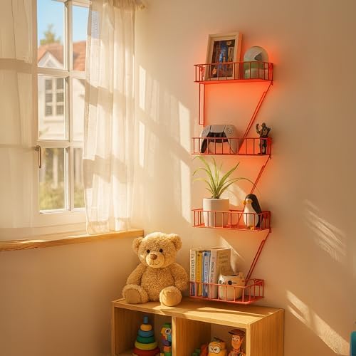 Fire Escape Shelf, 4 Tier Floating Ladder Shelf for Wall Decor & Storage