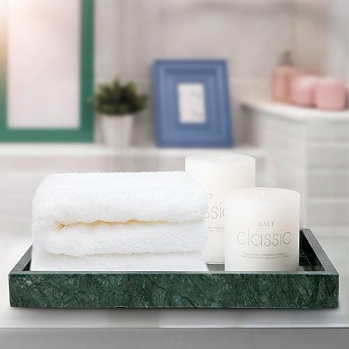 Elegant Green Marble Tray for Bathroom, 12" x 8" x 1.2" Natural Marble Serving Tray for Kitchen & Home Decor – Natural M