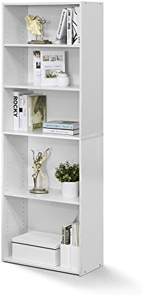 FURINNO Wright 5-Shelf Bookcase, Soft White