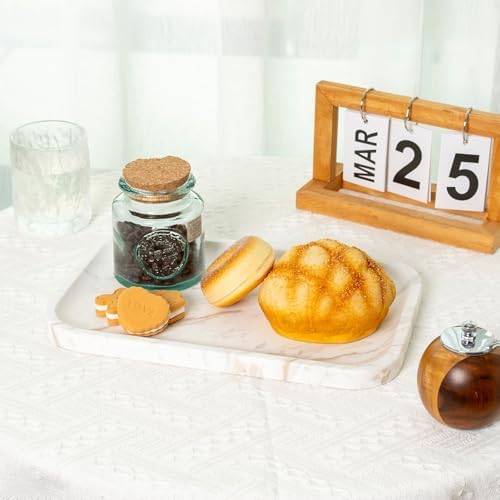 Karibiber Marble Vanity Tray, Marble Bathroom Tray Countertop, Decorative Trays for Dresser Organizer, White Stone Stora
