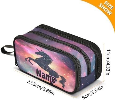 Custom Unicorn Galaxy Sky Pencil Case Box Boys Girls Personalized Name Large Pencil Pouch Stationery Pen Bag Organizer for Kids Adults School Office