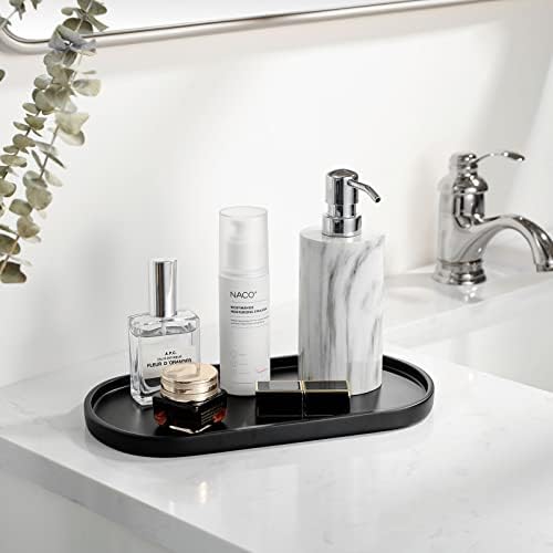 Luxspire 11.4" Oval Bathroom Tray for Countertop Organizer, Matte Black