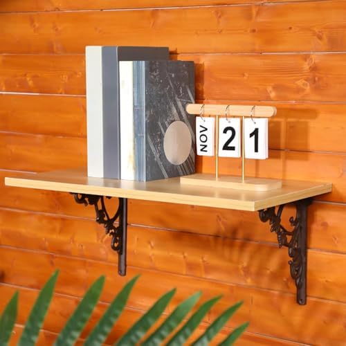 Lounsweer 8 Pcs Shelf Brackets, 8 Inch Antique Brass Wall Mounted,Delicate