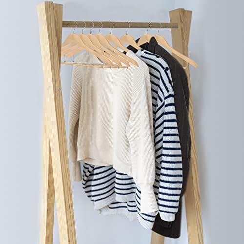 Tosnail 8 Pack Wooden Suit Coat Hangers with Locking Bar, Wood Hanger Pants Clothes Hanger - Flat Construction for Savin