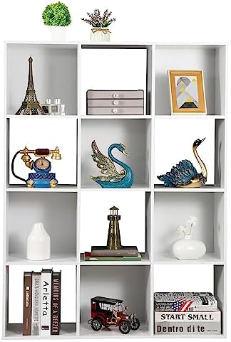 ZenStyle 12 Cube Storage Organizer, Freestanding Bookcase Bookshelf, Modern Multipurpose Display Cabinet for Living Room