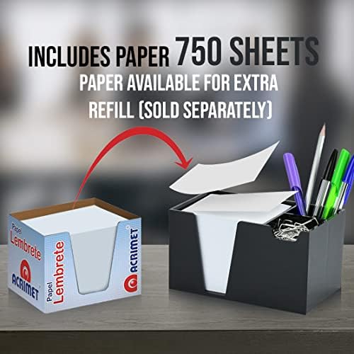 Acrimet Desktop Organizer Pencil, Pen, Paper, Clip, Caddy Holder (Plastic) (White Paper Included) (Black Color)