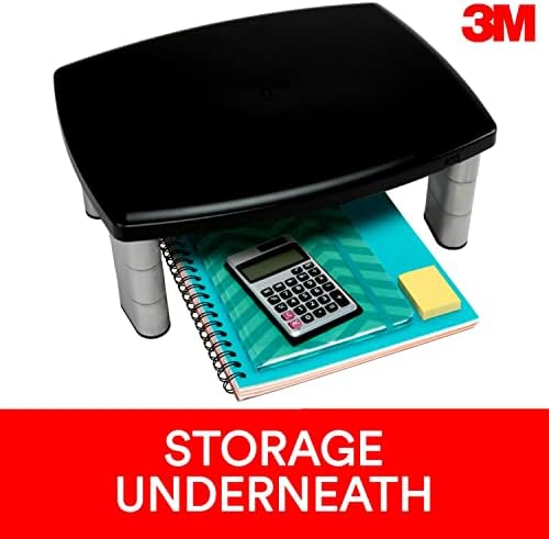 3M Adjustable Monitor Stand, Three Leg Segments, Simply Adjust Height from 1" to 5 7/8", Holds Up to 80 lbs, 11" Space B