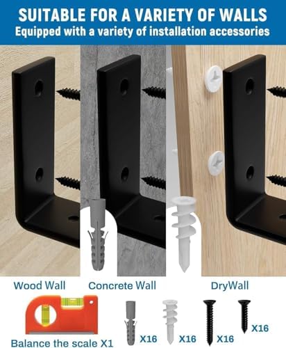 LEOPO 8 inch Shelf Brackets 8-Pack, 1/5" Thick Floating Shelf Bracket