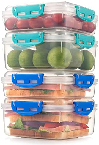 4 PCS Sandwich Containers 100% Airtight BPA-Free Microwave Dishwasher Safe