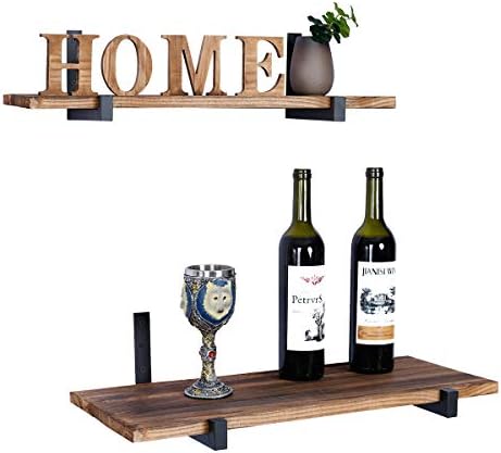 OVOV 6 Pack Heavy Duty Shelf Brackets Wall Mounted Industrial Farmhouse Floating Shelf Brackets with Lip (Black 12")