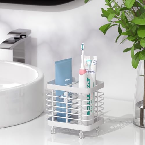 Luxspire Toothbrush Holders for Bathroom, Stainless Steel, 2 Slots, White
