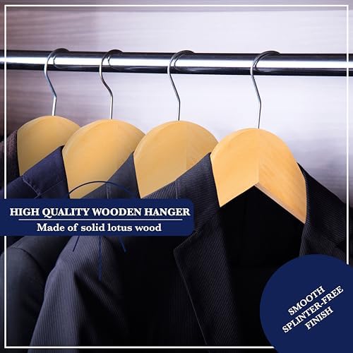 Wooden Hangers, 20 Pack, Non-Slip Velvet for Pants, Coats