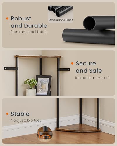 SONGMICS HOME 3-Tier Corner Shelf, Toolless Assembly