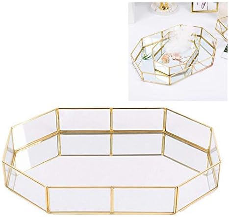 Golden Mirror Tray Cosmetic Tray Perfume Tray toiletries Tray Jewelry Perfume Organizer Makeup Tray for Vanity, Dresser,