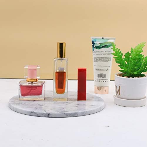 Circular Marble Vanity Tray for Counter, Bathroom, Dresser, Nightstand or Desk, Diameter 8-3/4 Inches