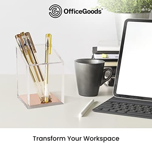 OfficeGoods Acrylic Pen and Pencil Holder, Rose Gold