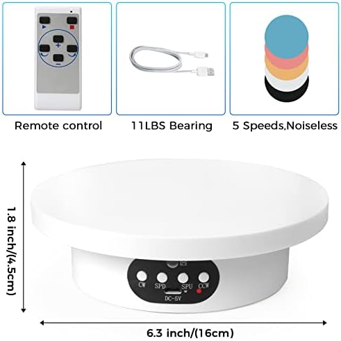 Rotating Display Stand 6.3 Inch with Remote Control, 360° Turntable