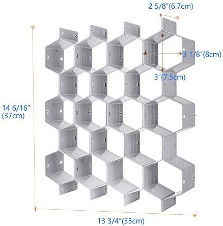 Poeland Drawer Divider Organizer DIY Plastic Grid Honeycomb Drawer Divider Gray 2 Pack
