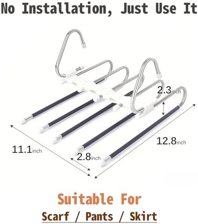 Pants Hangers Space Saving 5 Tier - 2 Pack Closet Organizers and Storage Closet Organizer,Anti-Slip Design,Closet Organizers and Storage for Pants Jeans Skirts Scarf Legging