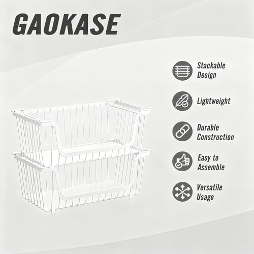 GAOKASE 6 Pcs Stackable Wire Baskets for Pantry Organizers and Storage,