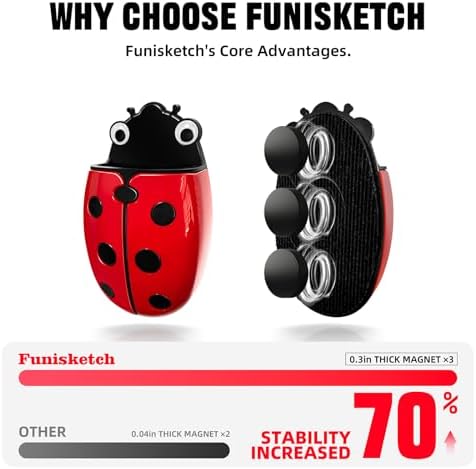 Magnetic Pen Holder for Fridge Whiteboard, 2-in-1 Magnetic Marker Holder Dry Erase Marker Whiteboard Eraser, Cute Ladybug Pencil Cup Desk Organizer for Classroom Office School Home (4-Pack)