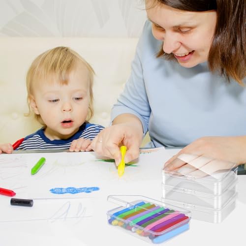 64 Pcs Plastic Crayon Box Bulk Clear Crayons Holder with Lid Crayon Organizer Case Crayon Storage Containers for Student