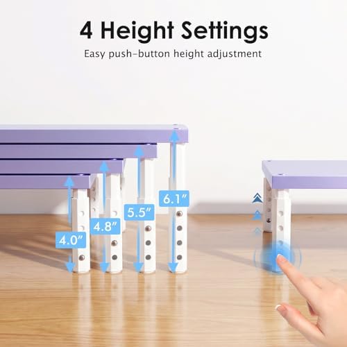 ECOLOVI Adjustable Wood Computer Monitor Stand Riser, Office Desk Organizer and Accessories for Monitor, Laptop, PC, Pri