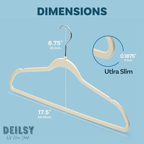 DEILSY™ Non-Velvet Thin Hangers Space Saving Ivory Hangers 50 Pack