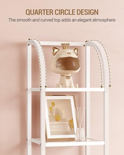 Hzuaneri Bookcase Bookshelf, Tempered Glass Arched Bookshelf