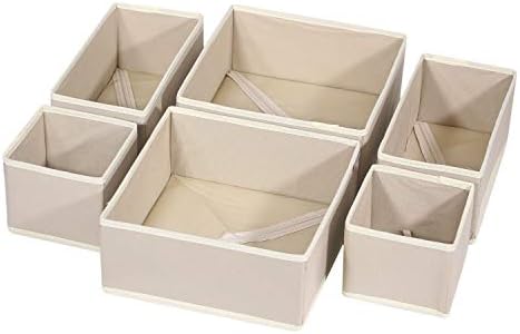 DIOMMELL 6 Pack Foldable Cloth Storage Box Closet Dresser Drawer Organizer Fabric Baskets Bins Containers Divider with Drawers for Clothes, Underwear, Bras, Socks, Lingerie, Clothing