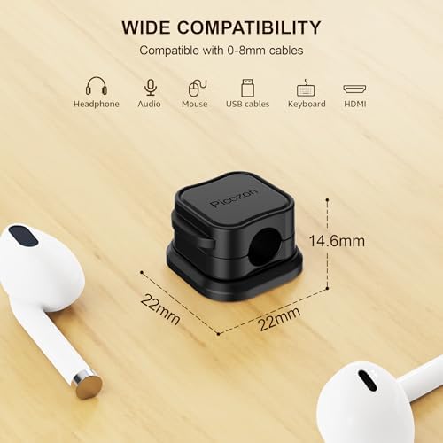 24 Pack Magnetic Cable Clip Organizer Cord Holder, Picozon Adhesive Cable Management, Wire Phone USB Charger Cable Holde