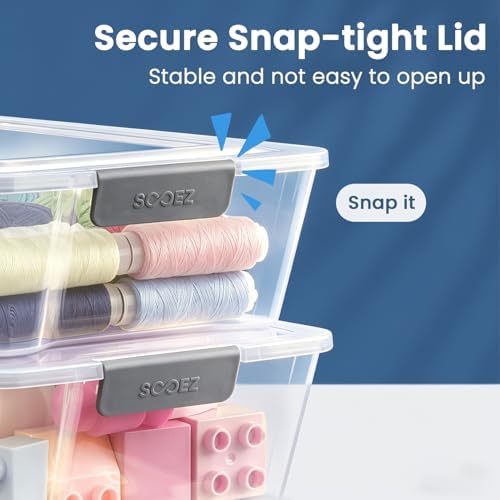 Sooez 6 Pack Pencil Boxes, New Extra Large Pencil Case, Stackable Crayon Pen Box, Clear Marker Organizer Craft Storage, Plastic Containers with Lids, Art Storage Box for School Supplies, Orange