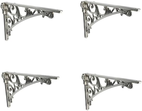 Decorative Shelf Bracket 12 inch Brushed Satin Nickel Brackets for Shelving Solid Heavy Duty Vintage DIY Projects Hardwa