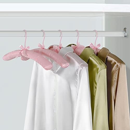 TOPIA HANGER Satin Padded Hangers for Women Clothing 17-inch 10 Pack Pink