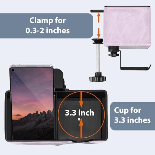 Under Desk Cup Holder Clamp on Cup Holder PU Leather Clip on Desk Organizer
