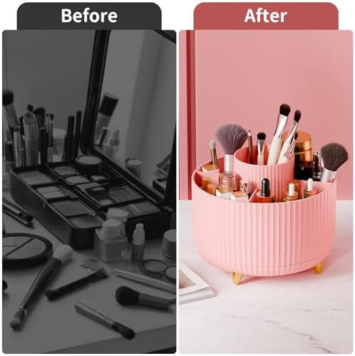 fanado 360° Rotate Makeup Brush Holder Organizer, Makeup Organizers Countertop, Makeup organization and Skincare Storage