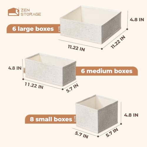 ZenStortage Cotton Linen Baby Drawer Organizers for Nursery, 20Pack Beige