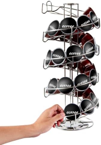 Restaurantware Coffee Pod Holder 7 x 7 x 16.14 Inches 35-50 K-Cup Stainless Steel Coffee Capsule Organizer Steel Storage