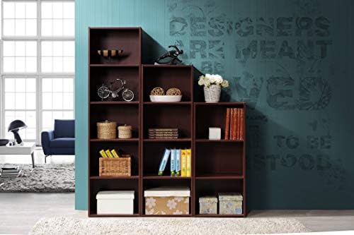 Hodedah 4-Shelf Bookcase in Mahogany