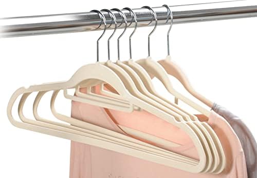KESPER 16643 Clothes Hangers, Pack of 6, Material: Plastic (ABS), Dimensions: 45.5 cm Wide, Colour: Beige