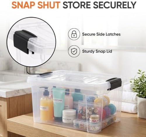 Superio 6.6 Quart Clear Plastic Storage Boxes with Lids, Stackable Organizer Containers, BPA-Free Storage Bins for Home,