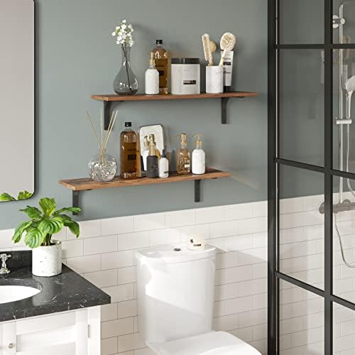 DINZI LVJ Long Wall Shelves, 31.5Inch Wooden Wall Mounted Shelves, Set of 2