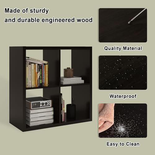 4 Cube Storage Organizer Shelf, Chocolate Color, 13in