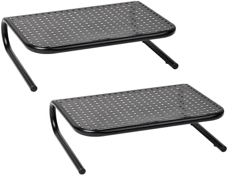 Mind Reader Monitor Stand, Ventilated Laptop Riser, Desktop Organizer, Metal, 14.5" L x 11.25" W x 4.25" H, Black (Pack