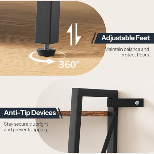 HOOBRO Ladder Shelf, 3-Tier Bookshelf, Corner Bookcase, Small Bookshelf with Metal Frame, for Living Room, Bedroom, Home