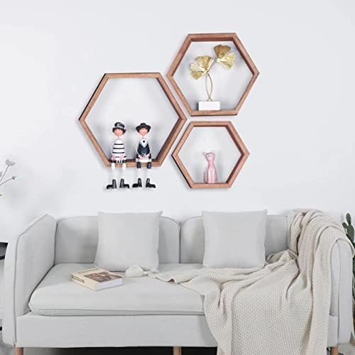 Hexagon Shelves,Floating Wall Shelf,Honeycomb Octagon Cube Shelves Wood